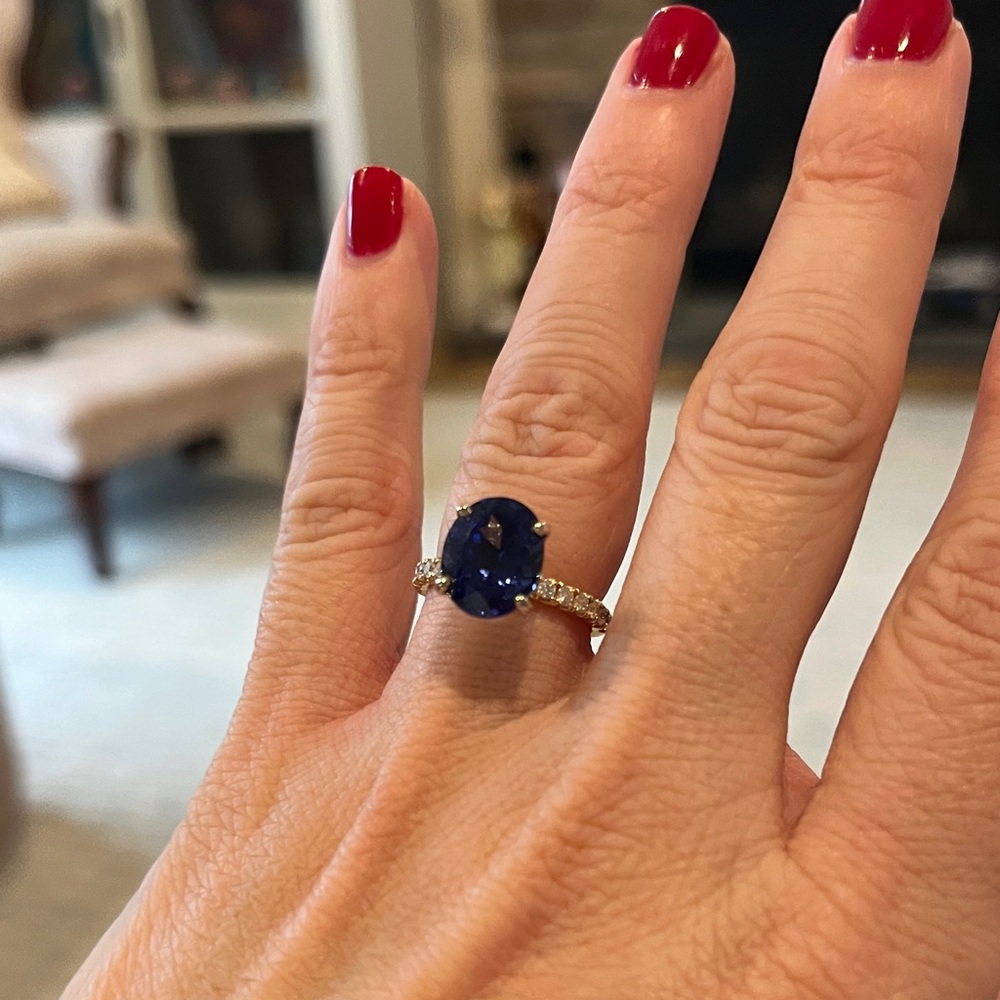 Custom made 14k sapphire and diamond ring